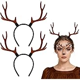 HLHLLSW 3PCS Deer Antlers Headband with Adorable Deer Ears - Festive Deer Headband for Women Adults - Perfect Deer Costume Accessory for Halloween Christmas Party Cosplay Favors Supplies