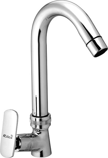 Ritco Silicon Swan Neck Pillar Tap for Bathroom Wash Basin and Kitchen Sink (Chrome)