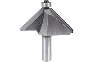 uxcell Chamfer Router Bit 1/2 Shank 1-1/2" Dia 45 Degree High Carbon Steel with Bearing for Carpentry Woodworking Cutter Tool