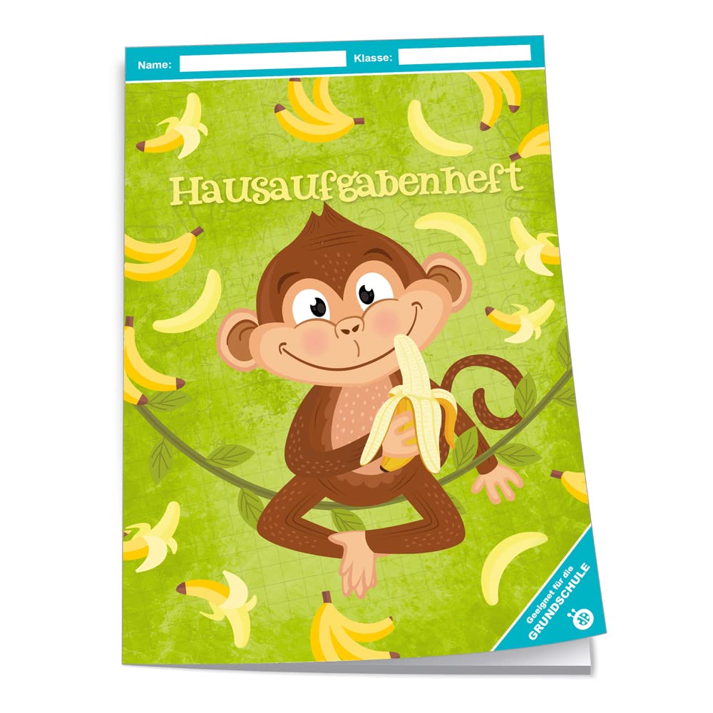 Trötsch Homework Book Primary School Monkey A5 96 Pages with Extra Strong Transparent Cover