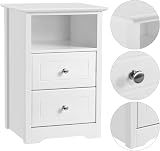 Yaheetech Bedside Table White 2 Drawers Open Shelf 40x35x60 cm MDF view 6