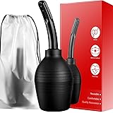 10 Oz Enema Bulb for Men Women, Full Silicone Anal Douche, Reusable Cleaner Leakproof Douche Ball with 8 Flushing Holes for C