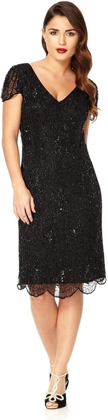 gatsbylady london Downton Abbey Vintage Inspired Flapper Dress in Black