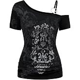SOLY HUX Women's Gothic Tee Emo Alt Clothes Grunge Shirts Off Shoulder Tops | Y2K Graphic T Shirt, Vintage Style, Affliction Shirt, Concert Outfits, Graphic Tees for Women
