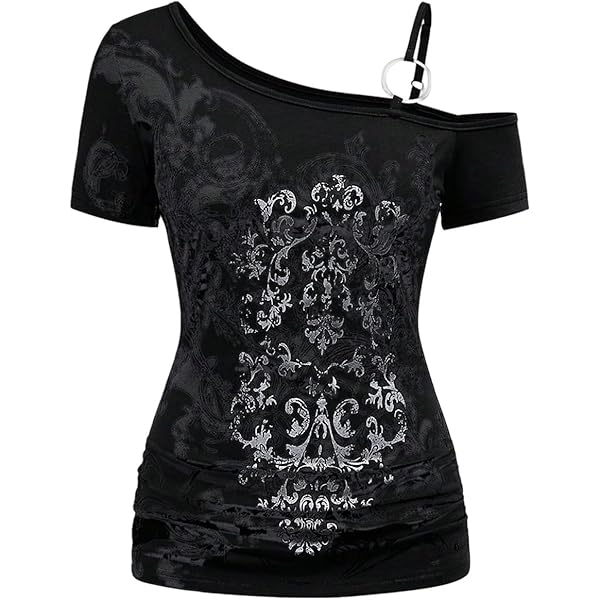 Milumia Women's Y2K Gothic Cross Rivet Tee Tops Vintage Cut Out