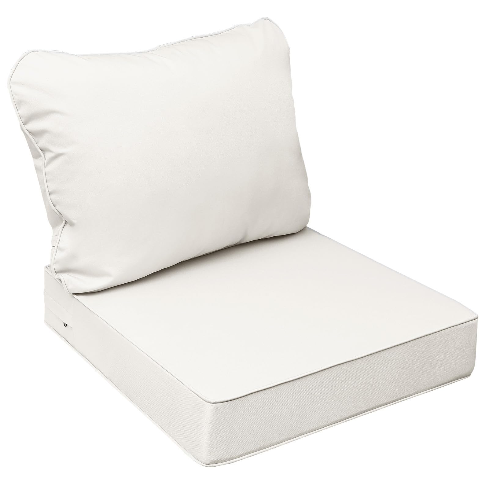 Photo 1 of AAAAAcessories Outdoor Seat Cushions for Chairs, Fade-Resistant, Waterproof Patio Furniture Replacement Cushions, 21" x 21" x 3" + 21" x 17", Creamy White