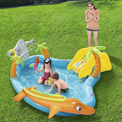 SWIMDQ Children's Inflatable Swimming Pool,Slides,Ball Toys And Water Spray Big Tree 280X257X87cm,Children's Marine Ball Pool Family Paddling Pool Set 273L