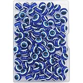 INSPIRELLE 100 Pieces 10mm Blue Round Resin Turkish Evil Eye Beads for for Jewelry Bracelet Craft Making
