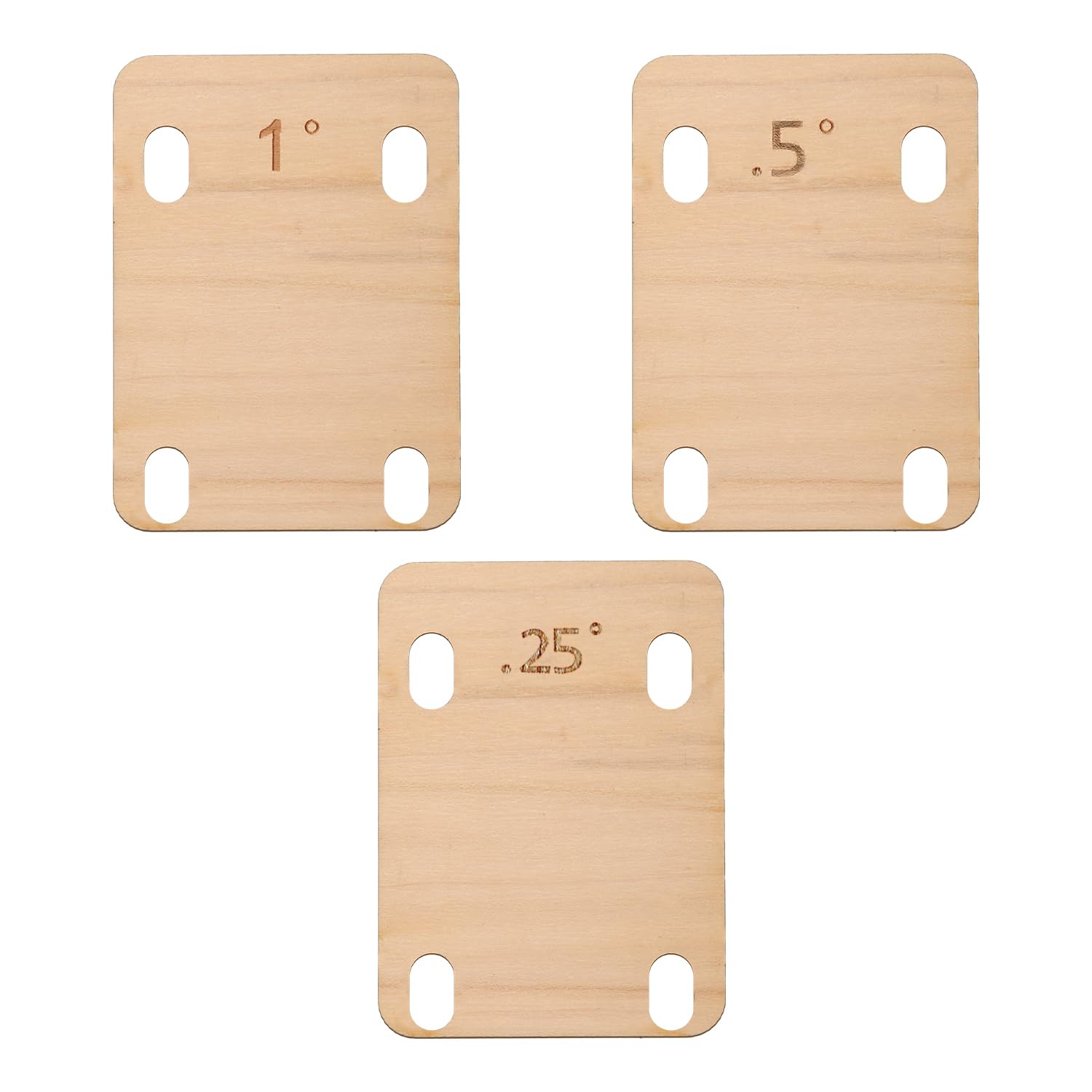 LUTER 3pcs Guitar Neck Shims, Solid Maple Wood Guitar Neck Shim Protection 0.25, 0.5 and 1 Degree Portable Guitar Neck Plate Tool for Bass Guitar Repair
