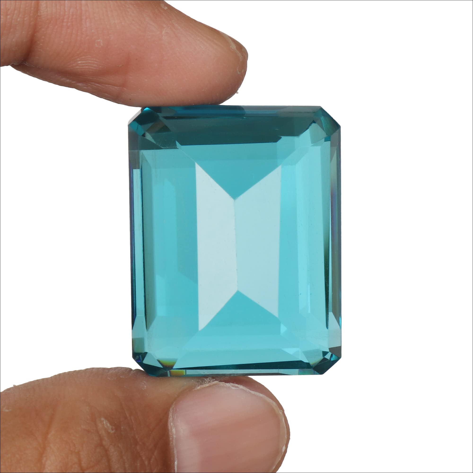 GEMHUB Brazilian Blue Topaz Stone 103.00 Ct. Emerald Shaped Loose Topaz Gemstone