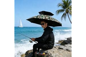 Fishing Hat Umbrella, Sun-Proof Folding Umbrella with 37-Inch Canopy, Lightweight Collapsible Shade for Fishing Black