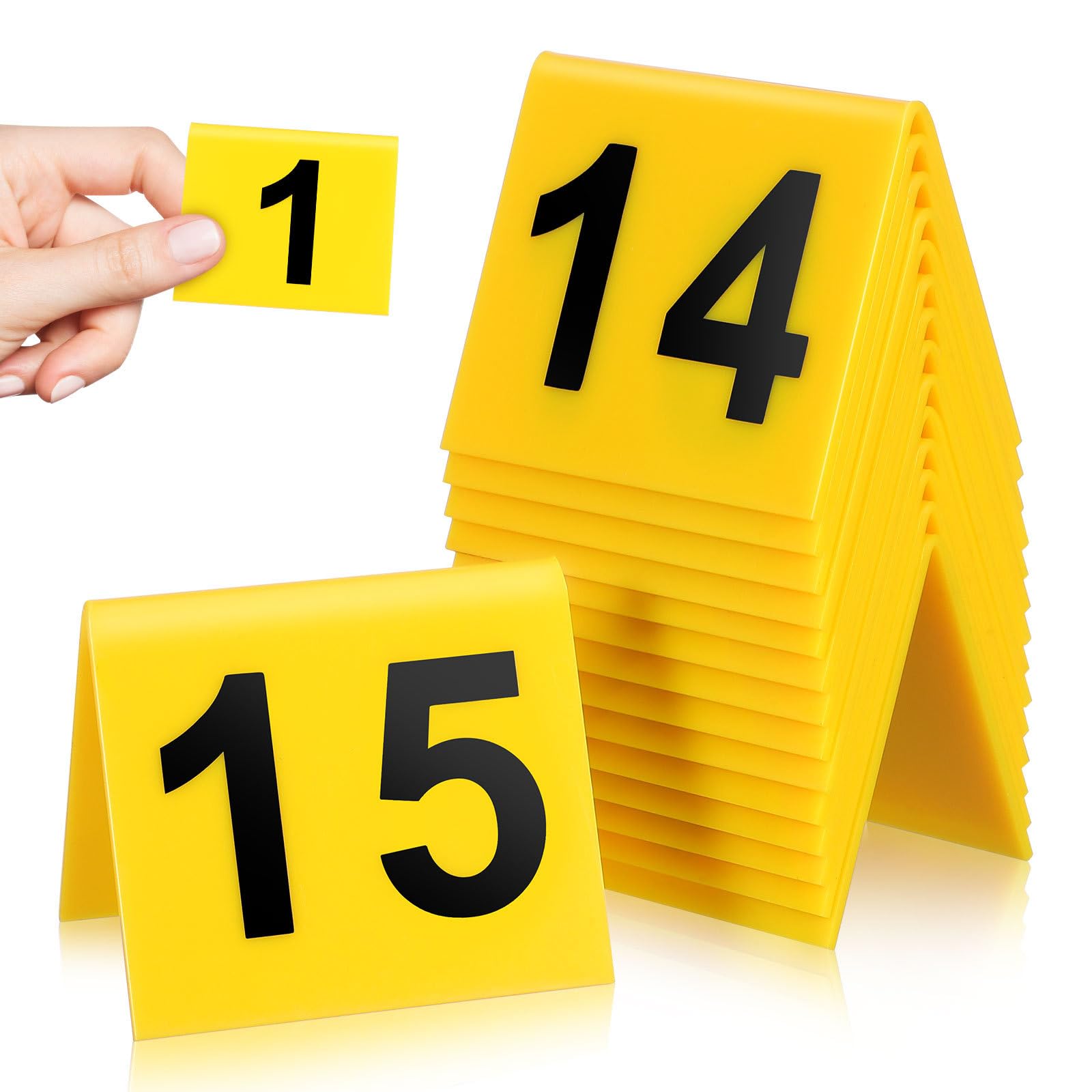PRETYZOOM Crime Scene Evidence Markers Multi-Function Table Number Signs 15 Pack Stable Desk Number Markers for Party Event Decoration 2.48X2.17X1.77 Inches
