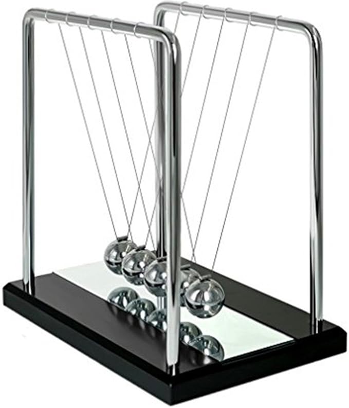 Ailiebhaus Newtons Cradle with 5 Bright Metal Balls (Black&Mirror