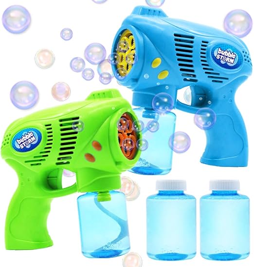 JOYIN 2 Bubble Guns with 2 Bottles Bubble Refill Solution (10 oz Total