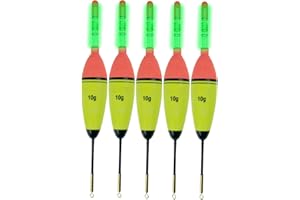 QualyQualy Lighted Fishing Slip Bobber 4-5Pcs Wood/EVA Fish Float + 8-10Pcs Glow Sticks, Night Fishing Light Up Slip Bobber for Crappie Bass Panfish Catfish Walleye