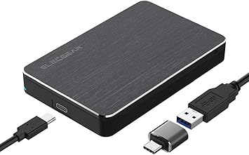 ElecGear USB C 3.1 Gen2 Estuche para Disco Duro Externo de 2.5 de 7mm a 15mm,