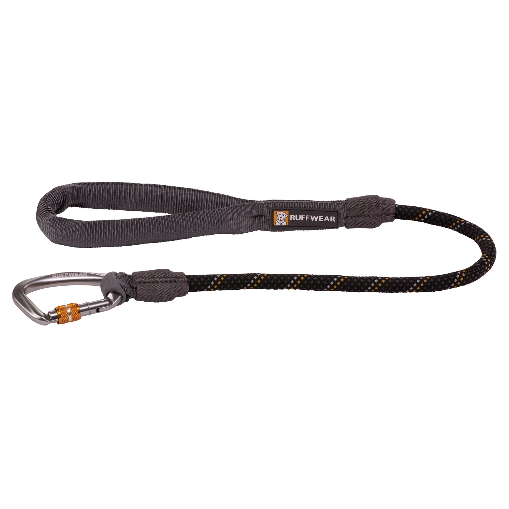 RUFFWEAR Knot-a-Long Leash, 30 Inch (0.76m) Short Length Strong Reflective Rope Dog Lead to Keep Your Dog Close. With Comfortable Padded Handle and Secure Locking Carabiner, Obsidian Black