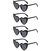 ISIUINN 4 Pieces Heart Shaped Sunglasses for Women Bachelorette Party Sunglasses Bulk Vintage Cat Eye Black Heart Glasses