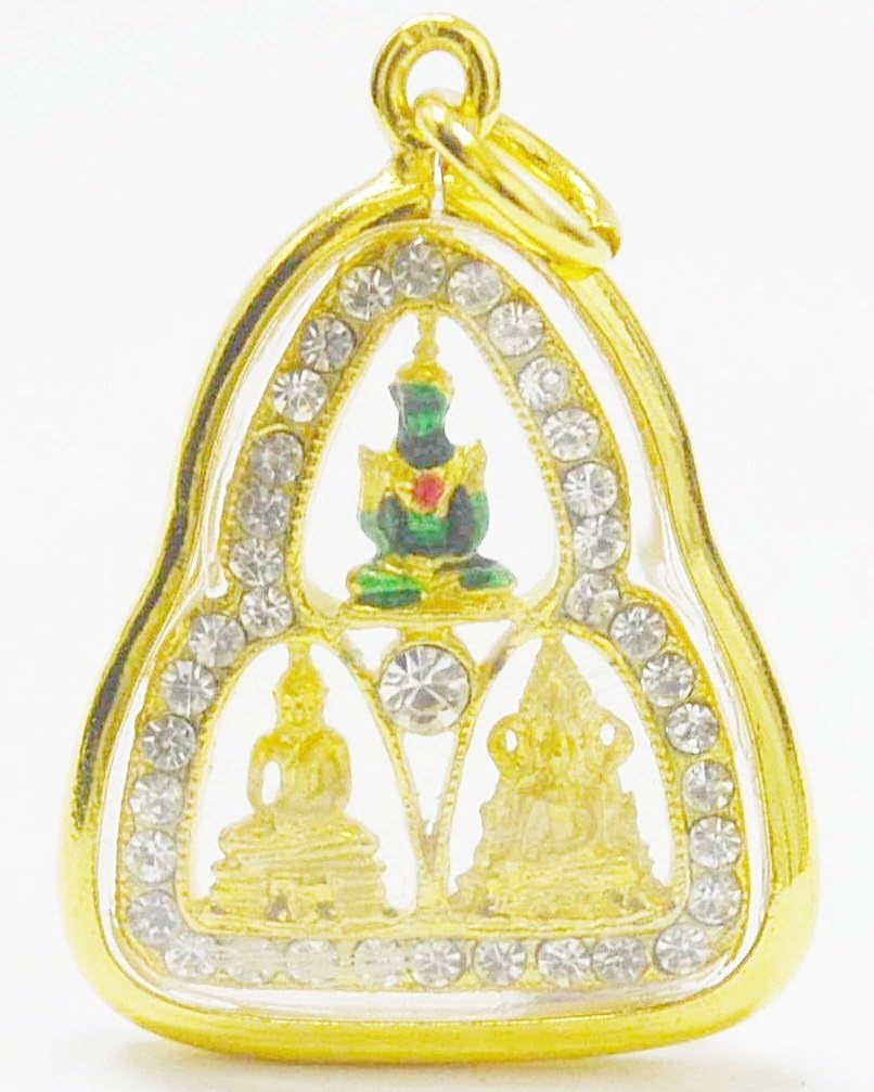 Triple Thai Amulets Pendants Mini Amulets Religions Spirituality Buddhism Amultes Emerald,phra Buddhasoton,phra Budda Jinnaraj Buddha Statue Pendants