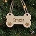 Personalized Pet Christmas Ornament Engraved Wood - Dog Bone & Paw Prints