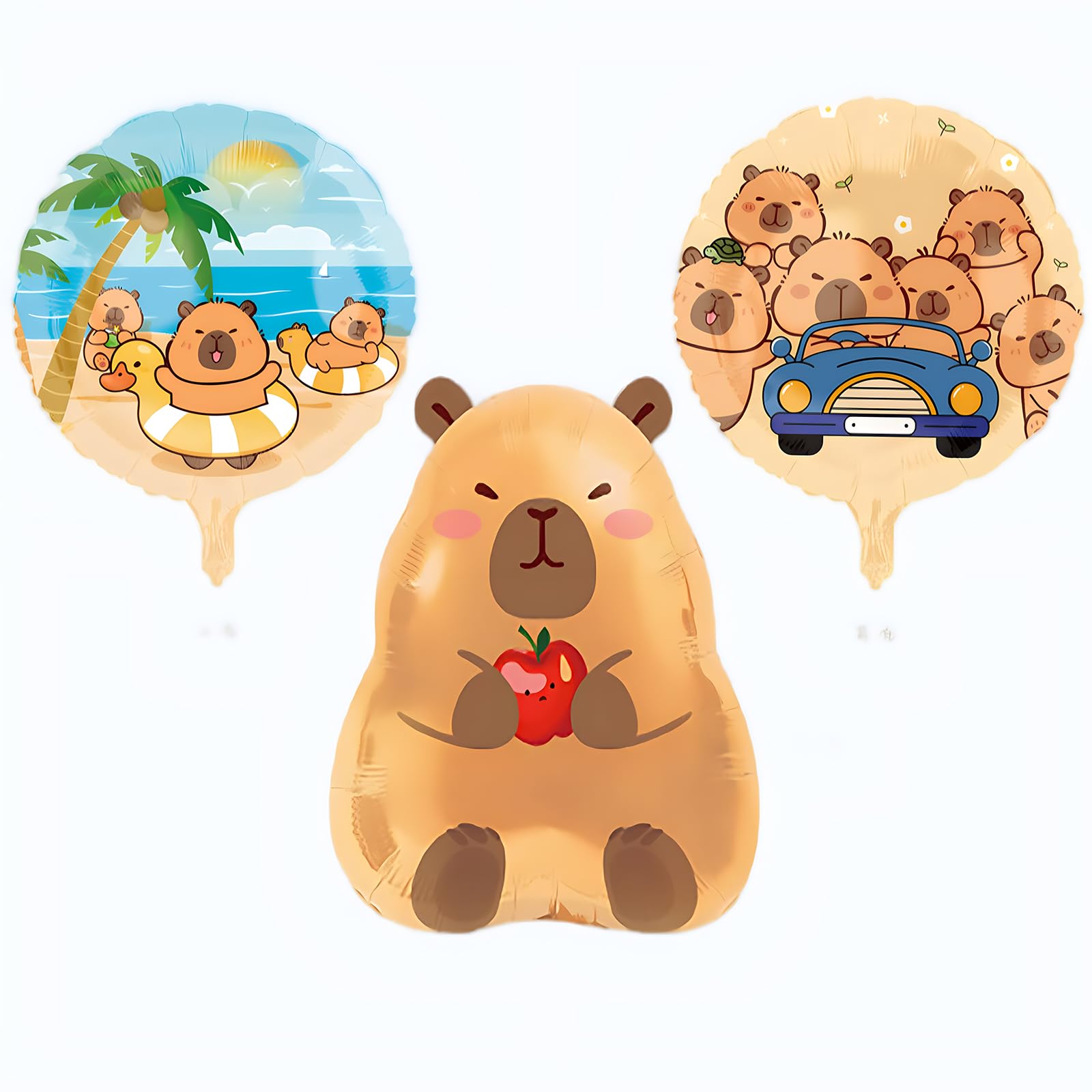 Photo 1 of 3 Pcs Capybara Balloons,24Inch Capybara Aluminum Foil Balloons for Birthday Baby Shower Gender Reveal Capybara Party Decorations