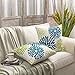 Phantoscope Set of 2 New Living Series Decorative Dahlia Blue and Green Throw Pillow Case Cushion Cover 18
