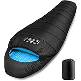 KAMPKEEPER Mummy Sleeping Bag, Cold Weather Camping Sleeping Bag, 32℉ 3-4 Seasons Adults Sleeping Bag, Non-Snag Zipper with Adjustable Hood for Backpacking, Hiking