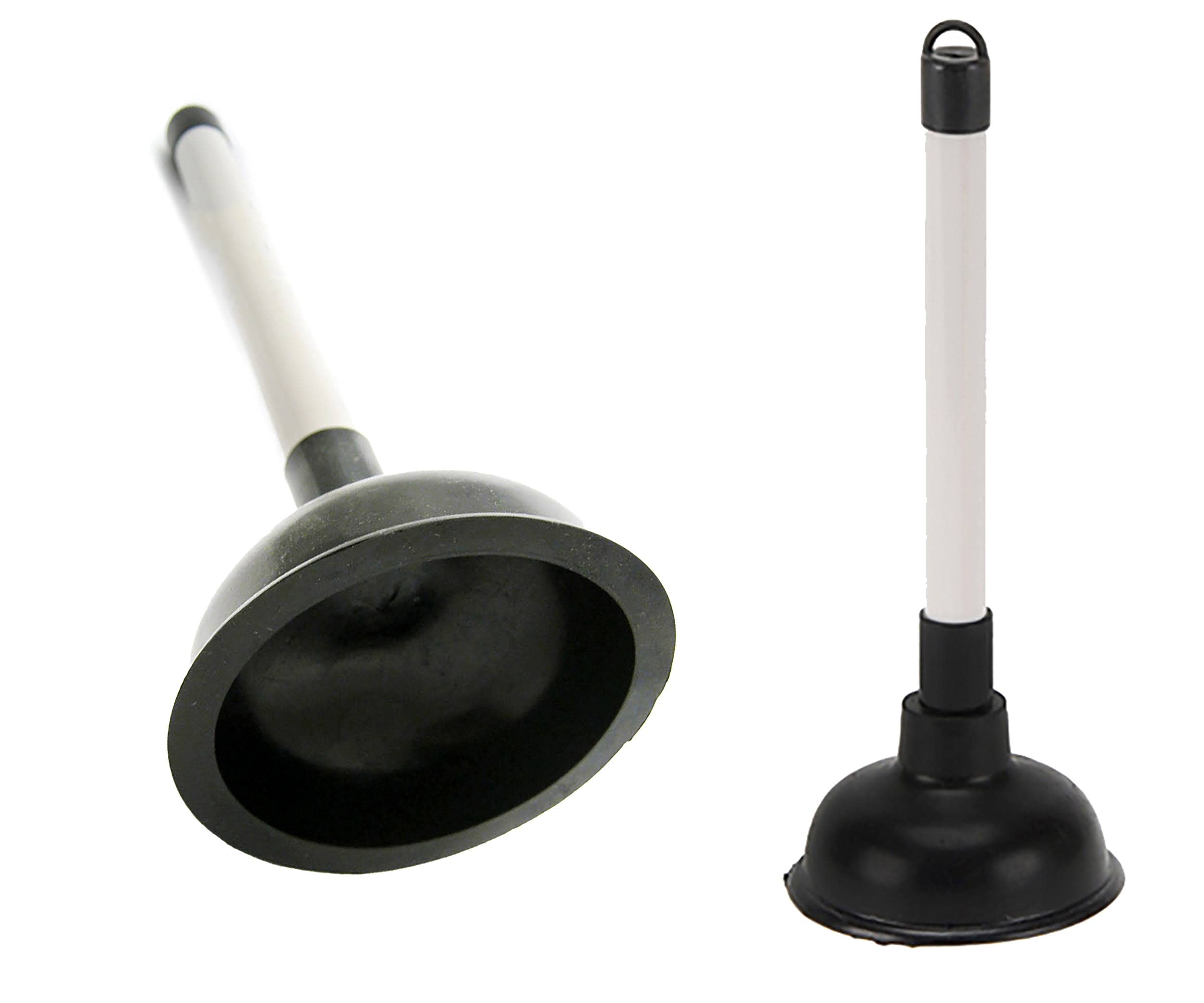 Sink Plunger for Unblocking (Pack of 2) Light Weight and Powerful Sink Drain Unblocker 100mm (4 inch) Sink Drainer with 225mm (9 inch) Plastic Handle Diameter, White/Black