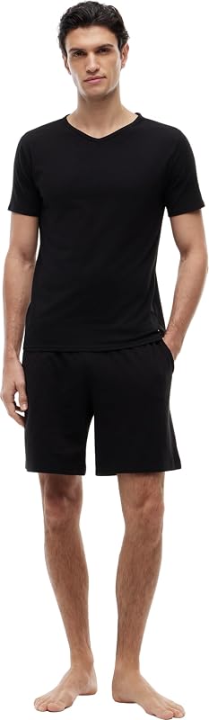T-Shirts Manches Courtes Lot de 3 Homme Stretch Col en V, Noir (Black/Black/Black), S — photo 5 sur 5