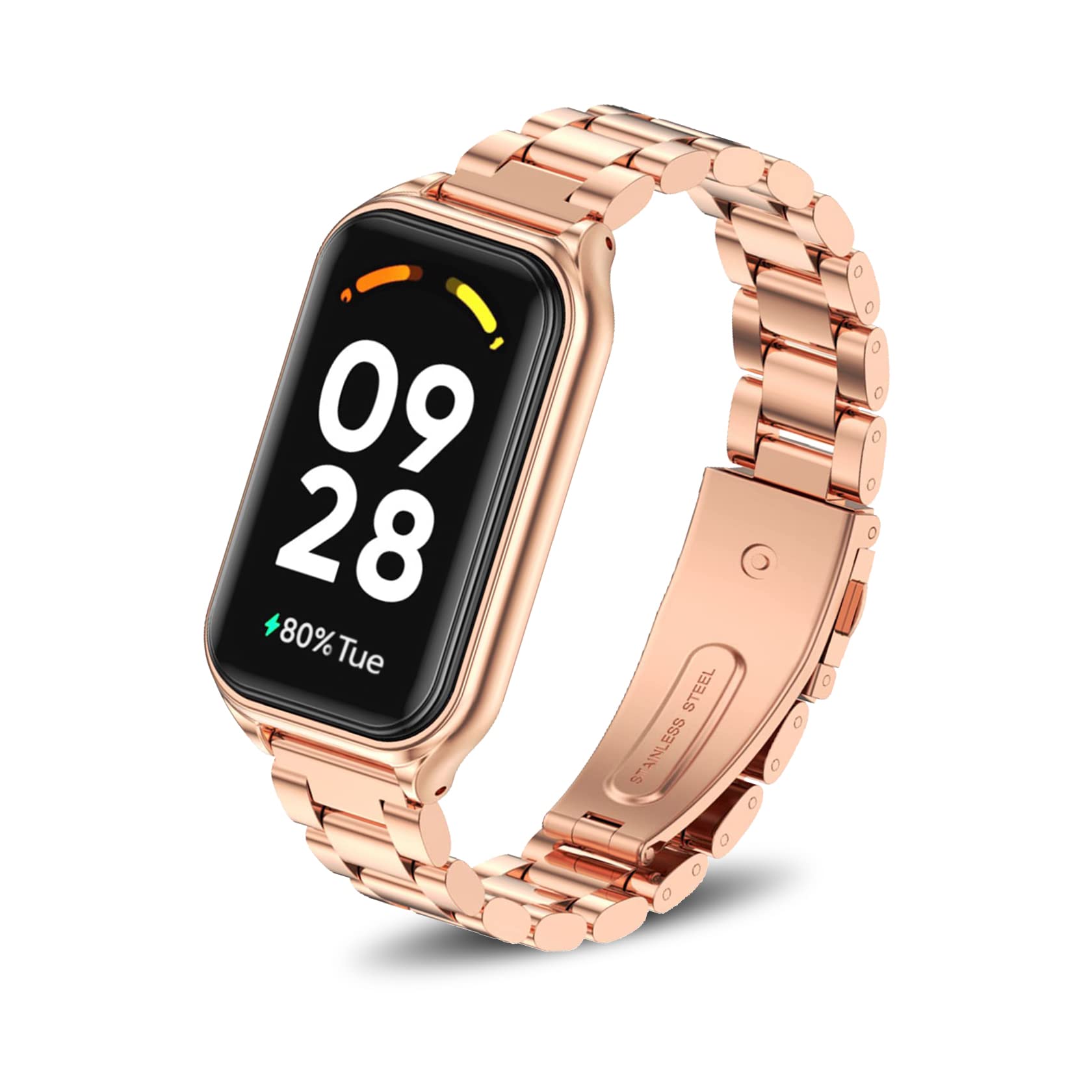 ToVioc Watch Strap Compatible with Xiaomi Smart Band 7 Pro, Elegant Classic Stainless Steel Metal Replacement Strap for Xiaomi Smart Band 7 Pro - Rose Gold
