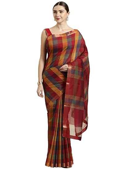 Womens Blended Cotton Saree (CCOPSC13603; Multicolor)