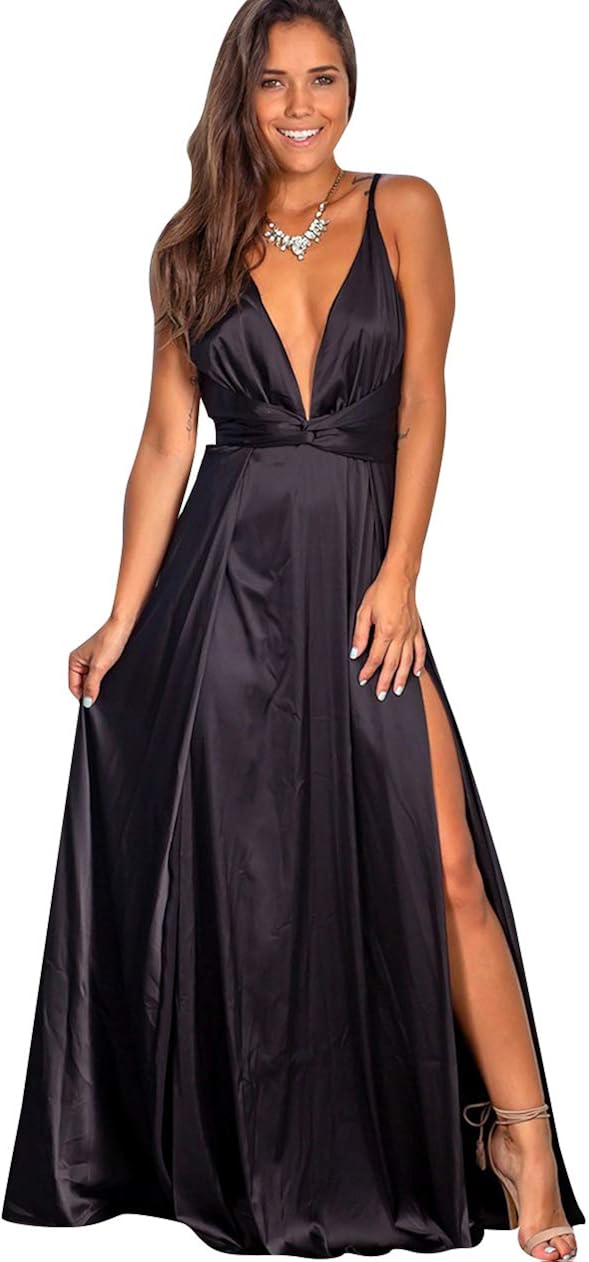 OMZIN Women's Cocktail Dress Vintage Tunic Party Dresses Deep V Neck