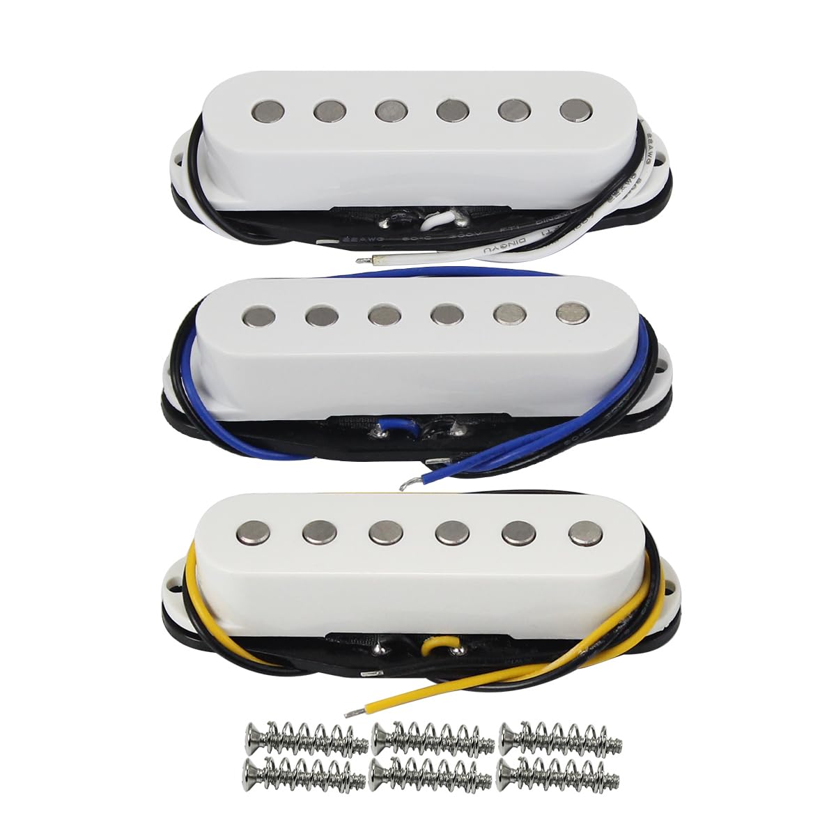 FLEOR Alnico 5 ST Pickup Single Coil Pickups Guitar Neck/Middle/Bridge Pickup White for ST SQ Electric Guitar