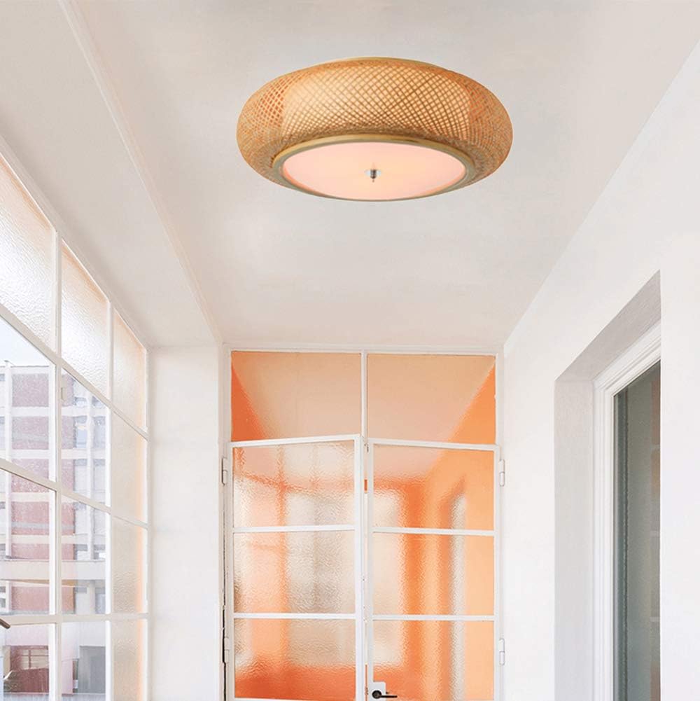 KWOKING Lighting Handmade Flush Mount Ceiling Light Creative Bamboo Ceiling Lighting fixtures Rattan Lantern Light 3 Lights Vintage Hanging Light for Living Room, Restaurant, Bedroom 19.69 inch - - 
