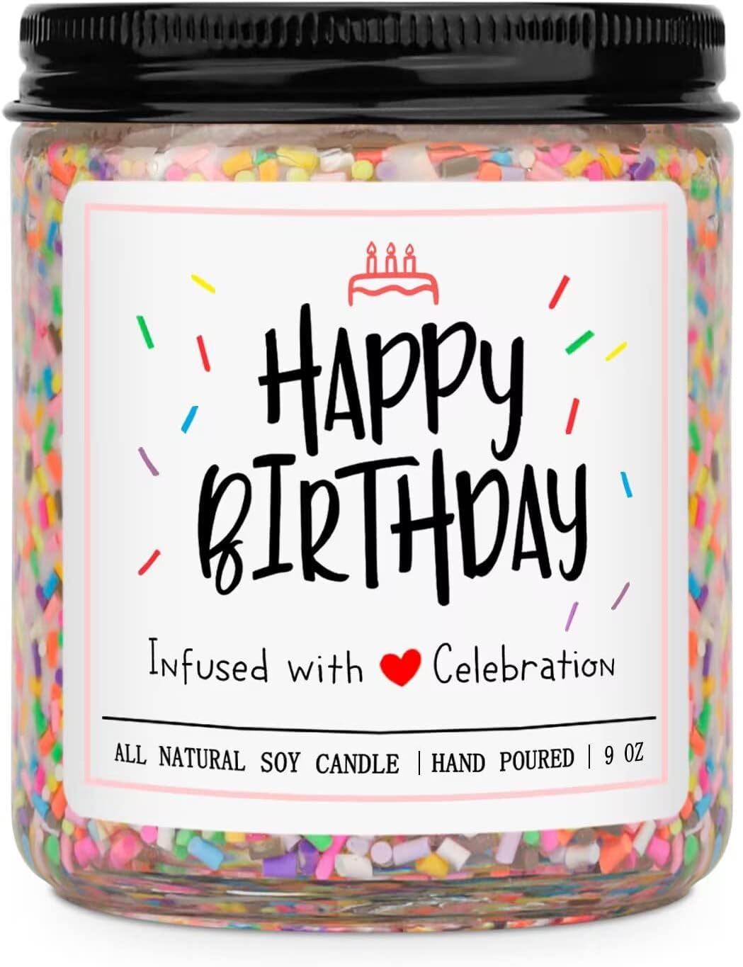Candles & Holders - Happy Birthday Candles Gifts for Women Men - Vanilla Birthday Cake Scent with Sprinkles Birthday Gifts for Women Men, Unique Best Friend Birthday Gifts Ideas, Happy Birthday Handmade Candles