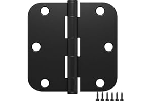 Door Hinges for 3.5 Inch Interior Matte Black Hinges for Rounded 5/8 Radius Bedroom Office Hallway Indoor/Interal Door Hardwa