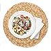kilofly Natural Water Hyacinth Weave Placemat Round Braided Rattan Tablemats 14.5 inch x 4pc