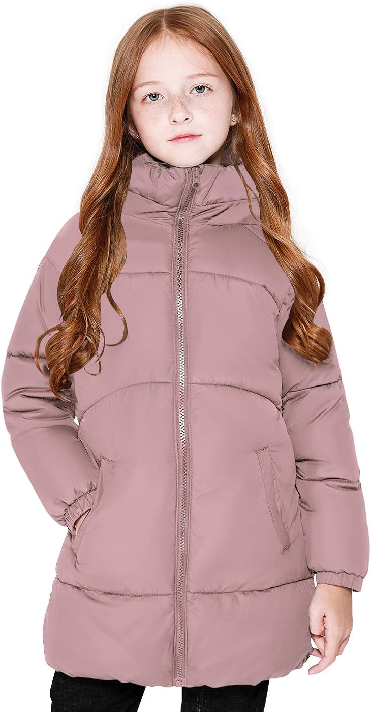 maoo garden Girls Winter Long Puffer Lightweight Coat Thick Padded Soft Fleece Jacket with Hood: Clothing