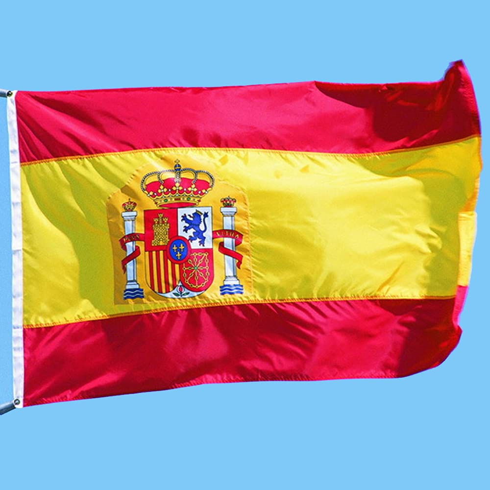 Cosymate Spain Flag Spanish Flag Bandera de España Bandera Española 3x5ft with Brass Grommets, Vivid Color, UV Fade Resistant, Canvas Header, Double Stitched, 90x150cm