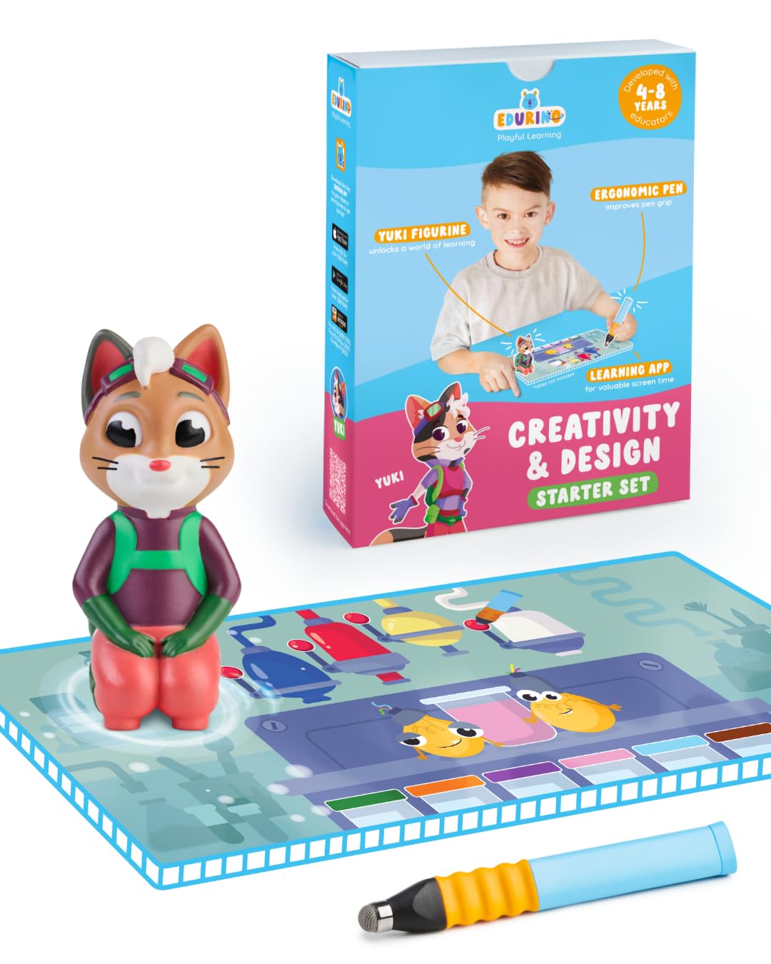 Edurino Juki Starter Set Creativity & Painting from 4 Years Including Stylus | Innovative & Digital Educational Game | Colour Teaching & Painting Experiments