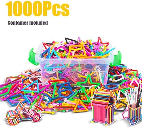 BYMEE Construction Building Toy 1000 Pieces Different Shaped Interlocking Plastic Creative Engineering Toys Building Blocks
