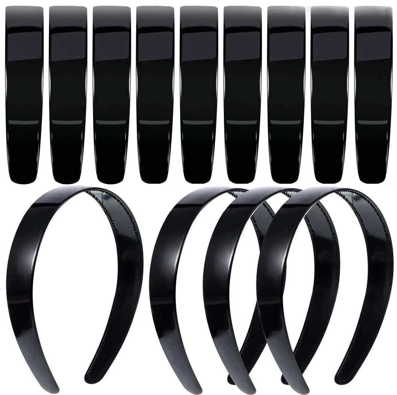 20 Pack 1 Inch Black Plain Craft Plastic Headbands with Teeth Plastic DIY Hair Accessories Headbands Headwear
