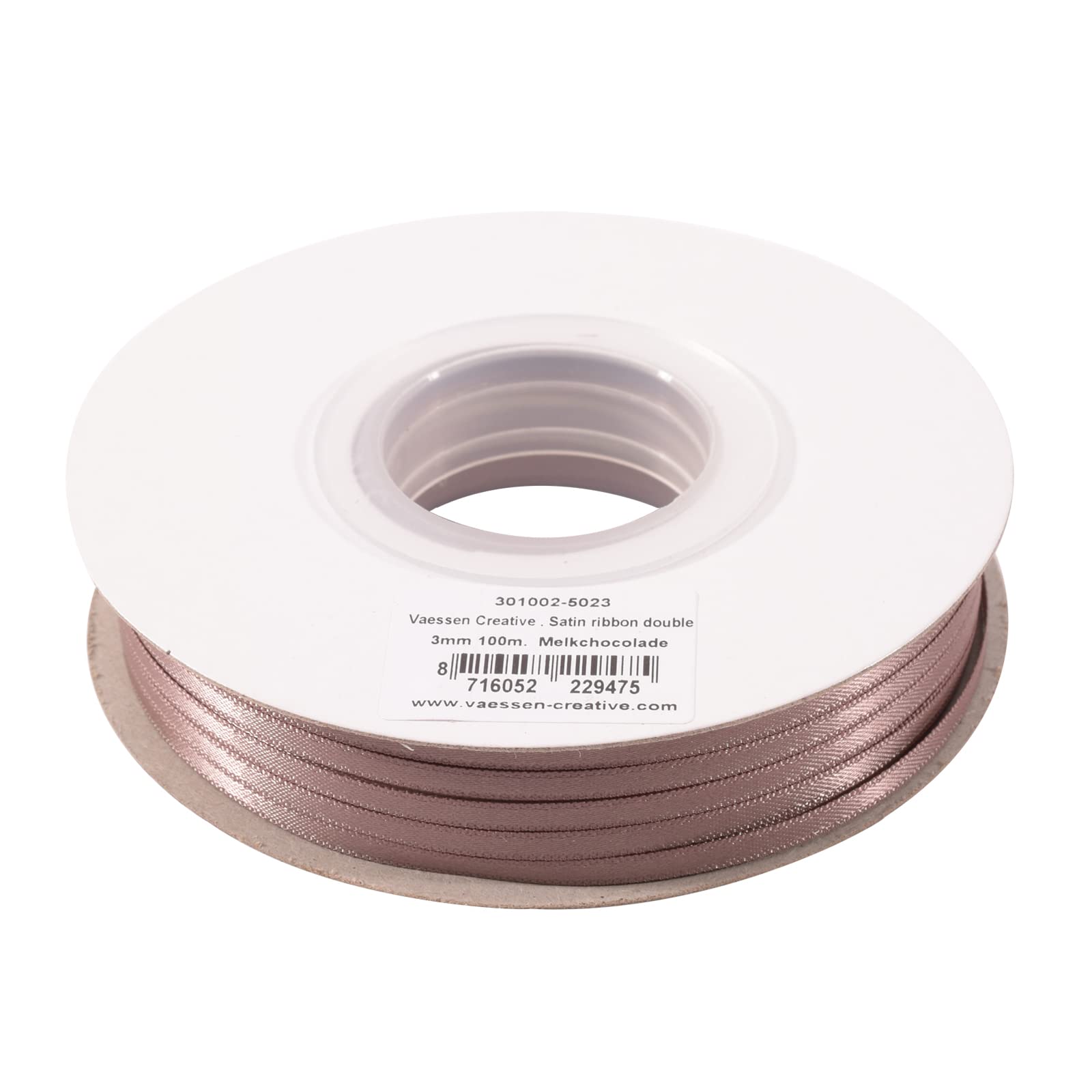 Vaessen Creative Satin Ribbon, Milk Chocolate Brown, 3mm x 100m Double-Sided Shine for Card Making, Scrapbooks, Gift Wrapping and Other Craft Projects