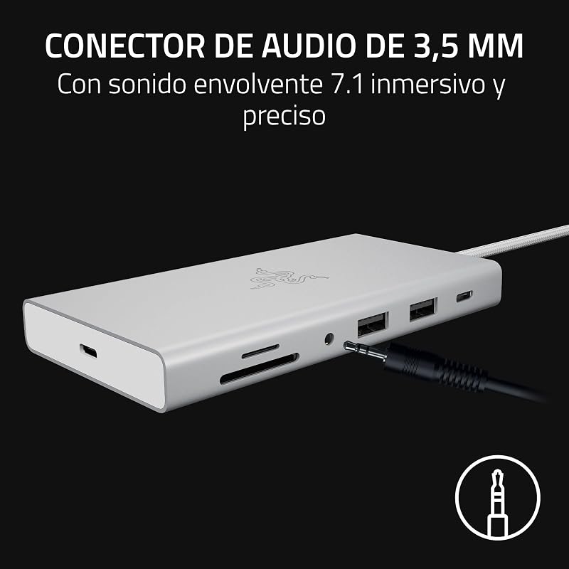 USB-C Dock - 11 Puertos con HDMI, Gigabit Ethernet, Puerto de Audio de 3,5 mm, USB-A y -C, Compatible con Windows y Mac (Salida de Pantalla con 4K, Sonido Envolvente 7.1) Mercury