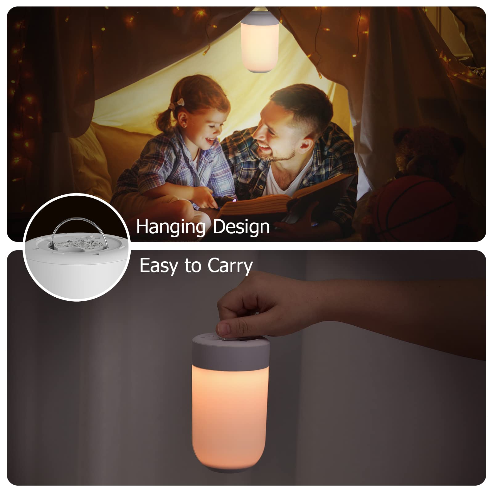 G Keni Baby Night Light, Touch Bedside Table Lamp, Timer & RGB Mode, Dimmable Small Lamp for Bedrooom, USB Rechargeable Battery Smart Night Lamp for Nightstand