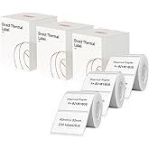 B1 B21 B3S Label Maker Tape, 3 Rolls Adapted Label Print Paper Mini Labels Sticker 1.57"x 1.18" (40x30mm) Standard Laminated Office Container Labeling Tape Replacement for B1 Label Maker (White)