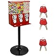 IRONWALLS Commercial Candy Vending Machines for Business, Red 3-Compartment Candy Gumball Vending Machine with Stand, Coin Operated Metal Candy Dispenser Vending Machine for 1”-1.3” Candies