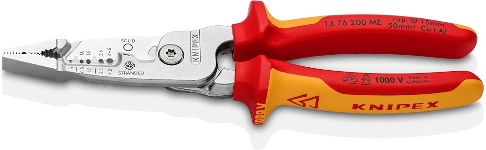 KNIPEX 13 76 200 ME Wire Stripper 200mm Metric Chrome VDE Insulated Grips