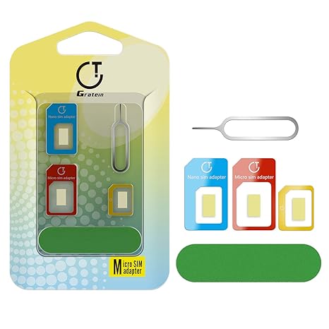 Gratein SIM Karten Adapter, 2 Stück Nano Micro Standard 5 in 1 SIM Karten Card Adapter Set Kit Konverter mit Polieren Blatt u
