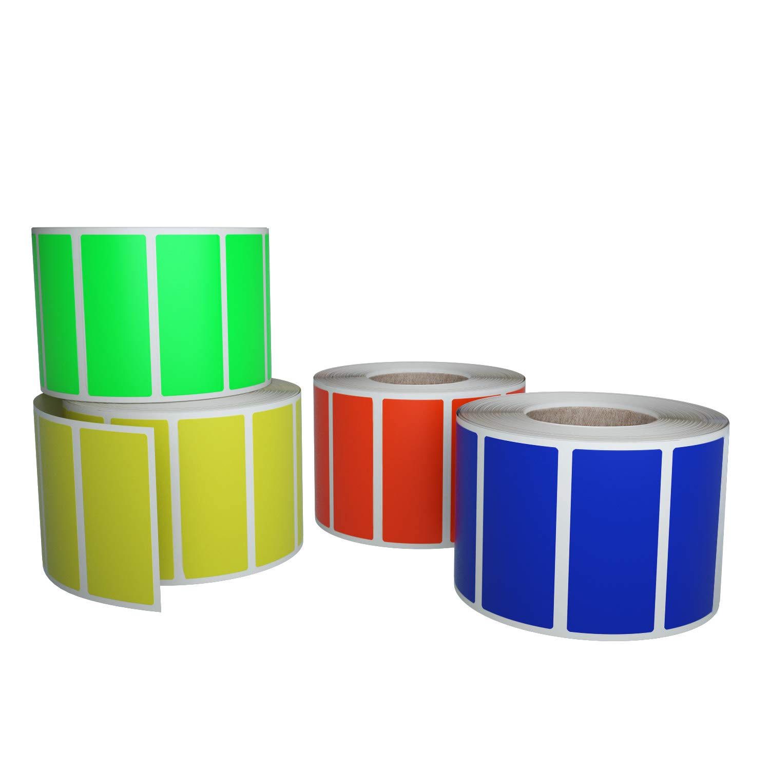 Royal Green Color Coding Stickers in 4 Colors 40mm x 19mm (4cm x 2cm)- Red, Yellow, Blue and Neon Green - Rectangular Labels Rolls Write On Surface - 2000 Pack — image 1